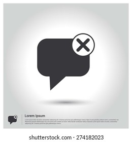 Speech bubbles with Cancel sign Icon, Flat pictograph Icon design gray background. Vector illustration.