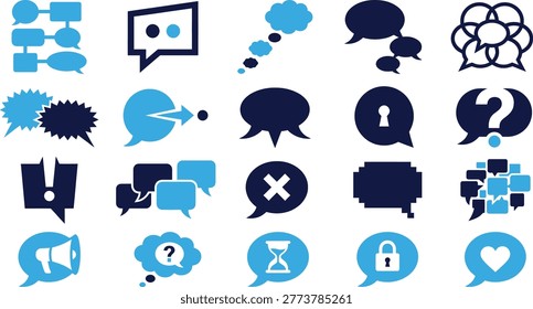 Speech bubbles, chat icons, communication, dialogue, message, social media, conversation, connection, interaction, network.