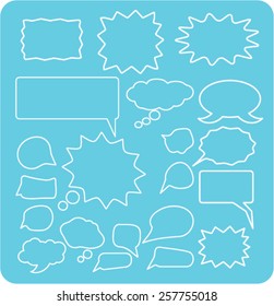 burbujas de voz, iconos aislados de chat, signos, ilustraciones diseño de concepto establecido en segundo plano para sitio web, internet, plantilla, aplicación, publicidad.