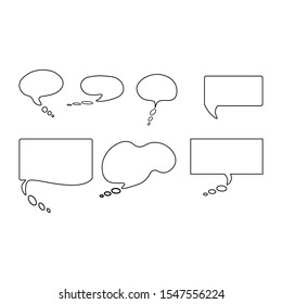 Speech bubbles / speech bubbles or chat line art bubble vector icons for apps and websites. Icons isolated from dream clouds.