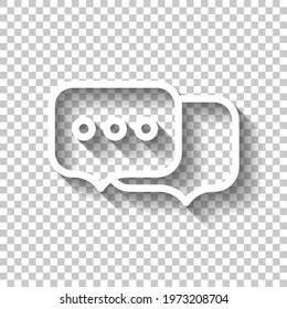 Speech bubbles, chat messages, text clouds, simple icon. White linear icon with editable stroke and shadow on transparent background