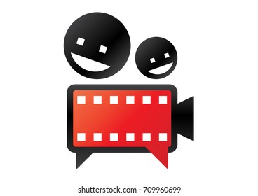 Speech bubbles, cinema camera and smiley faces logo