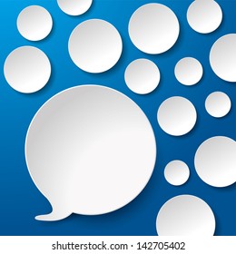 Speech bubbles with circles blue background. Eps 10 vector file.