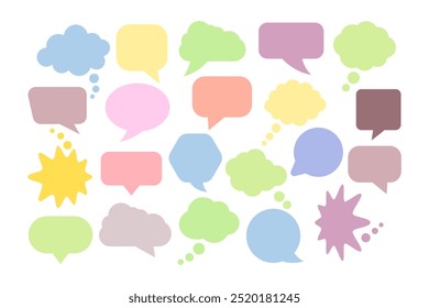 Speech bubbles and clouds of thoughts, chat dialogues. Vector collection of empty text fields.