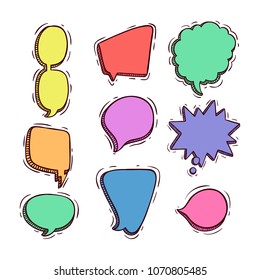 speech bubbles collection with doodle or hand drawn style