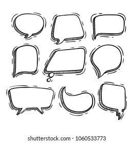 speech bubbles collection with doodle style
