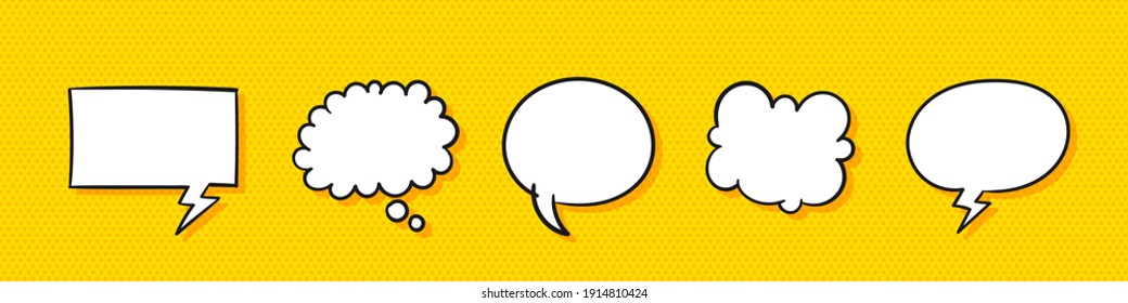 Speech bubbles. Collection of empty speech bubbles. Hand drawn Icons. Trendy style. Retro empty comic bubbles flat style. Vector illustration