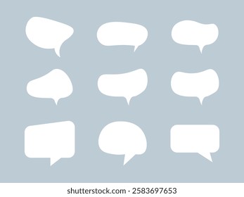 Speech bubbles collection. Message Box Cloud set. Doodle communication icon. White quote Frame. Fun Talk Thinking idea Balloon. Vector illustration