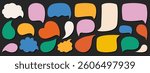 Speech bubbles collection on dark background. Speech bubbles set in retro style. Colorful speech balloon pop art icon pack. Quote color frames blank template collection. Vector abstract shape stickers