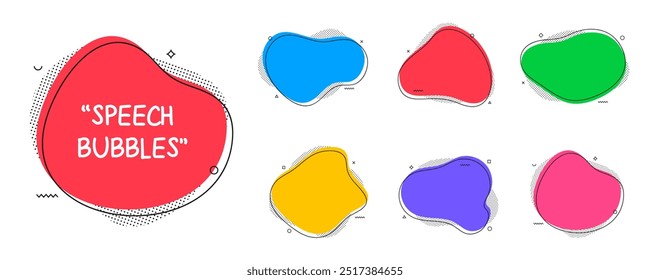 Speech bubbles collection. Set of colorful speech bubbles, quotations text, and dialog clouds. Empty message icon. Vector