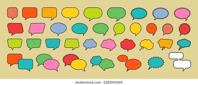 Speech bubbles colorful Collection vector isolated .