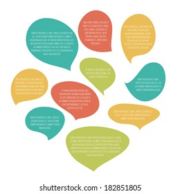 Speech bubbles. Colorful hand drawn vector set 
