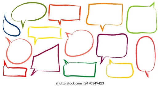 Speech bubbles comic on doodle set. isolated on white background. vector illustration