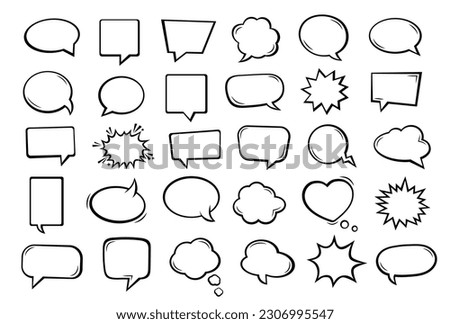 Speech bubbles for comics. Words balloons vector illustrations collection. Comic text clouds set. Hand-drawn banners
