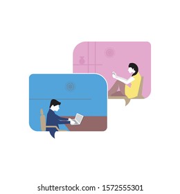 Speech bubbles for comment and reply concept flat vector illustration of young people, chat concept vector