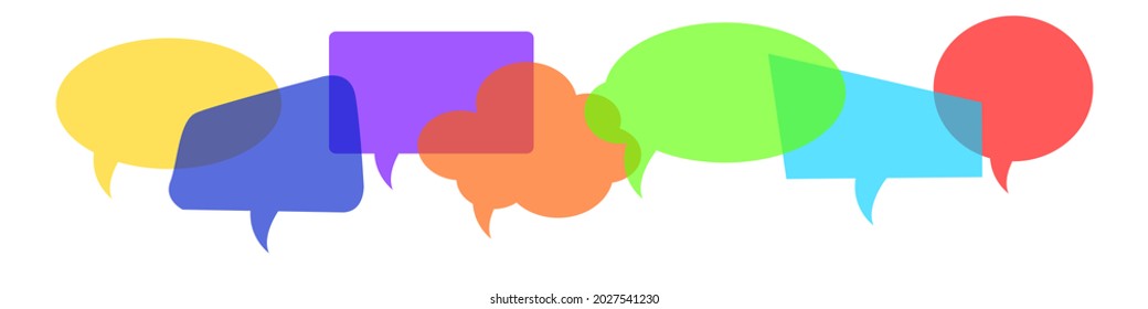 Speech bubbles, communication concept. Colorful speech bubbles overlapping vector illustration background.