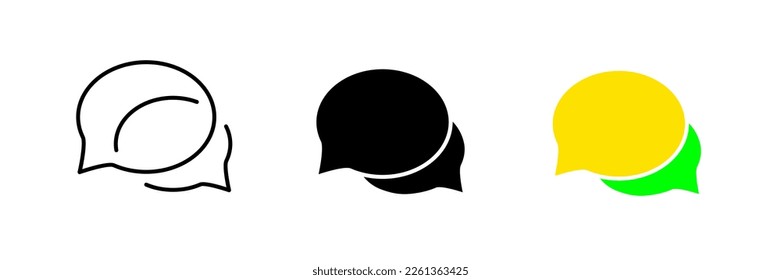 Speech bubbles. Communication, consultation, messages, online, chat, social network, correspondence. Vector set icon in line, black and colorful styles isolated on white background
