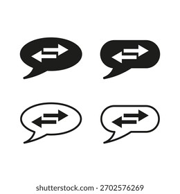 Speech bubbles communication. Exchange arrows Vector sign. Chat dialog symbol. Flat grey monochrome.