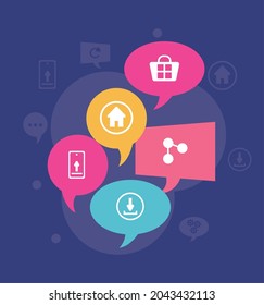 speech bubbles communication set icons