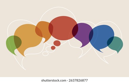 Speech bubbles communication and teamwork concept for business dialogue and idea sharing