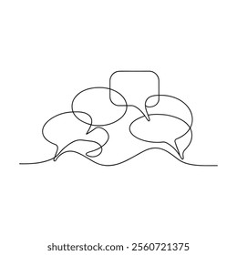 Speech bubbles Continuous line art flat vector illustration