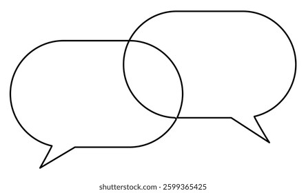 Speech bubbles continuous line art drawing. Chat symbol. Communication concept. Vector illustration isolated on white.