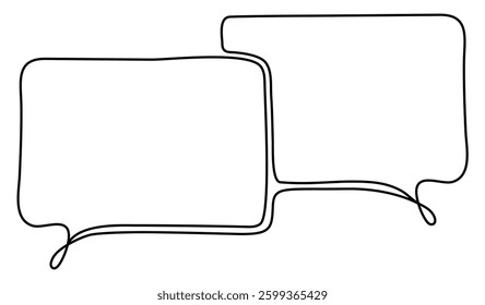 Speech bubbles continuous line art drawing. Chat symbol. Communication concept. Vector illustration isolated on white.