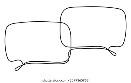 Speech bubbles continuous line art drawing. Chat symbol. Communication concept. Vector illustration isolated on white.