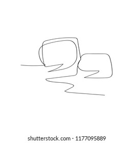 speech bubbles in continuous line drawing style, thin linear vector illustration
