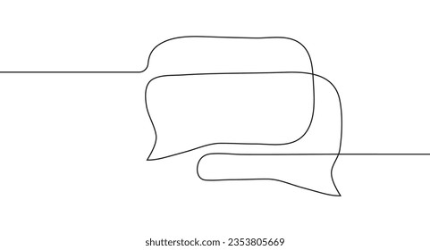 Speech bubbles continuous line style. Massages and talk signs for app, web, mail comes. Empty speech, communication balloons. Comic sketch explosions. Cute speech bubble with doodle style text. .