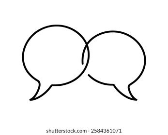 Speech bubbles continuous one line drawing. Dialogue, chat sign in simple linear style. Vector illustration.