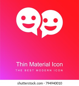 Speech bubbles couple of smiling circular faces red and pink gradient material white icon minimal design