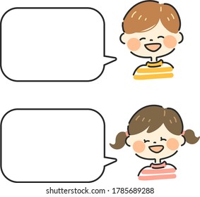 Speech bubbles of cute children