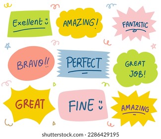 Speech Bubbles Cute Hand Drawn Coloring Vector