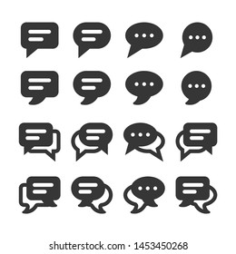 Speech bubbles and dialog balloons glyph style vector icon set. Isolated chat collection on white background