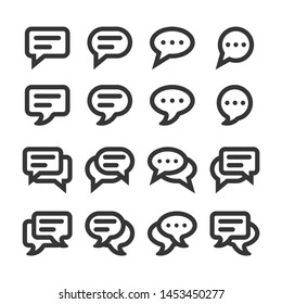 Speech bubbles and dialog balloons line style vector icon set. Isolated chat collection on white background