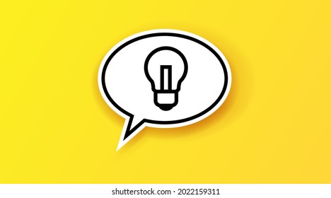 Speech bubbles with dialog words Thinking and speaking clouds. Light bulb representing an idea in a thought bubble, Vector illustration.yellow color.
