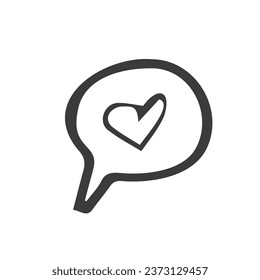 Speech bubbles with different phrases. with heart