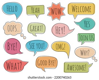 Speech bubbles with different phrases, vector eps10 illustration