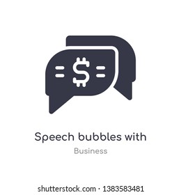 speech bubbles with dollar outline icon. isolated line vector illustration from business collection. editable thin stroke speech bubbles with dollar icon on white background