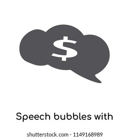 Speech bubbles with dollar sign icon vector isolated on white background for your web and mobile app design, Speech bubbles with dollar sign logo concept