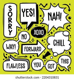 Speech Bubbles Doodle Hand Drawn Vector