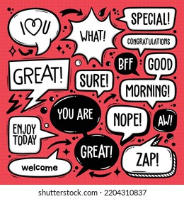 Speech Bubbles Doodle Hand Drawn Vector
