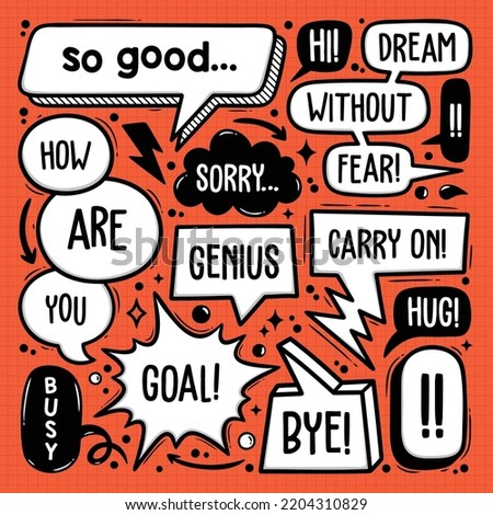 Speech Bubbles Doodle Hand Drawn Vector