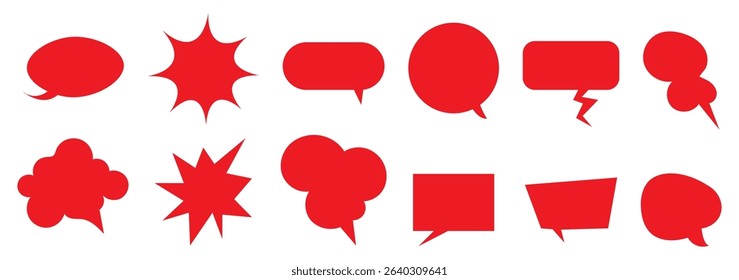 Speech bubbles in doodle minimalist style. Cloud textbox set. Hand drawn blue text comment box collection