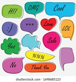 speech bubbles doodle set with accentuation