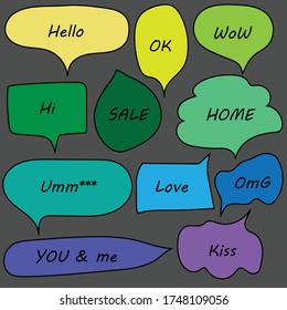 speech bubbles doodle set with accentuation