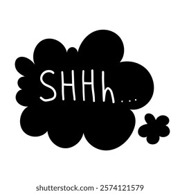 Speech Bubbles doodle sketch lettering elements isolated on white background. Social media silhouette information text circle oval forms