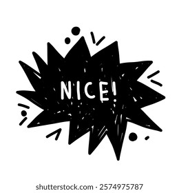 Speech bubbles doodle sketch lettering elements isolated on white background. Social media silhouette information text circle oval forms