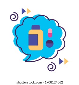 speech bubbles with drugs mental health flat style vector illustration design